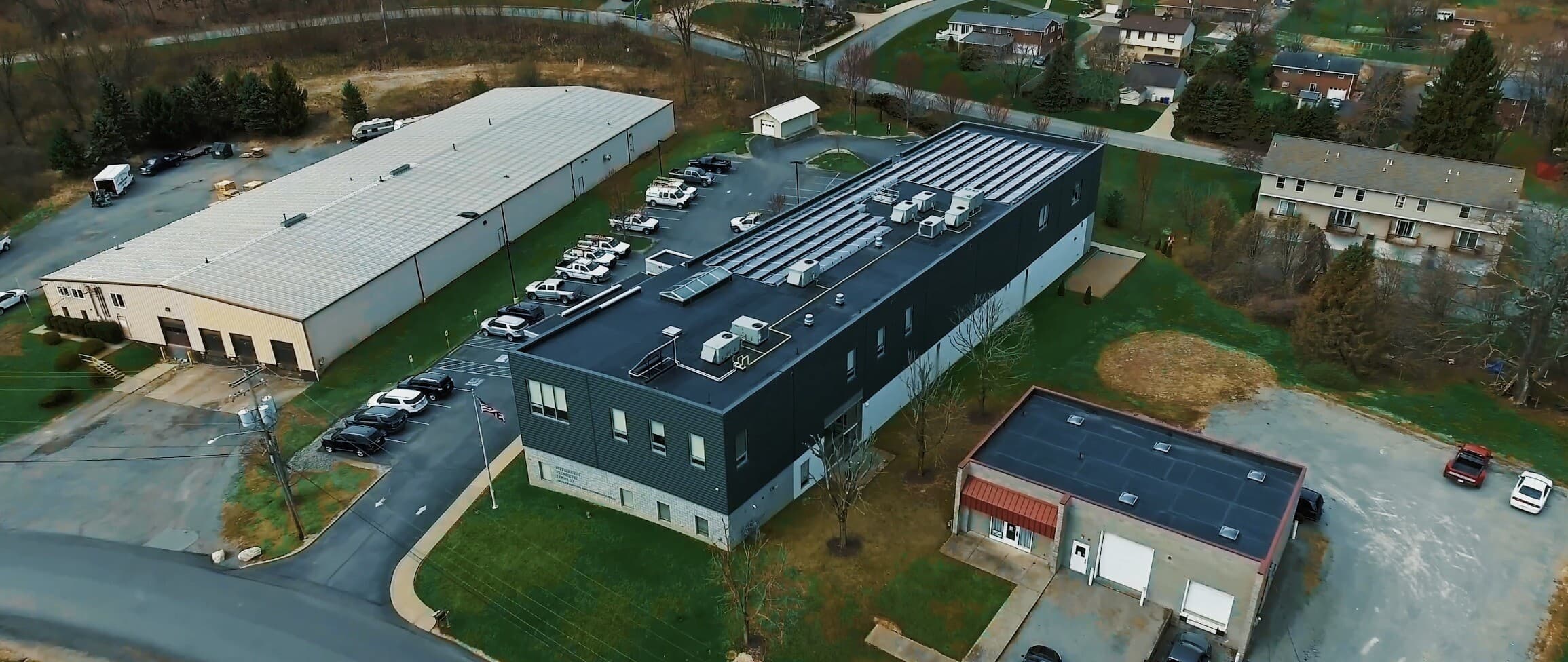 Aerial view of the UA Local 27 union hall and training center in Coraopolis, PA.
